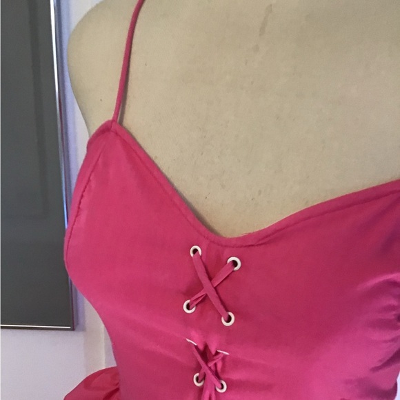 Pretty In Pink  vintage 80s corset Peplin, sweetheart midi dress - Picture 4 of 7